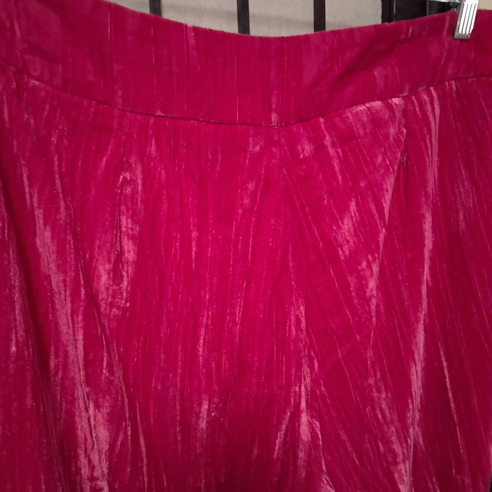 Nasty Gal Hot Pink Crushed Velvet Wide Leg Pants size 10 - Picture 10 of 10